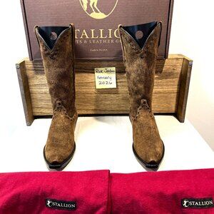 Stallion Vintage Camel Distressed Kidskin Cowboy Boots in Men's 8.5D